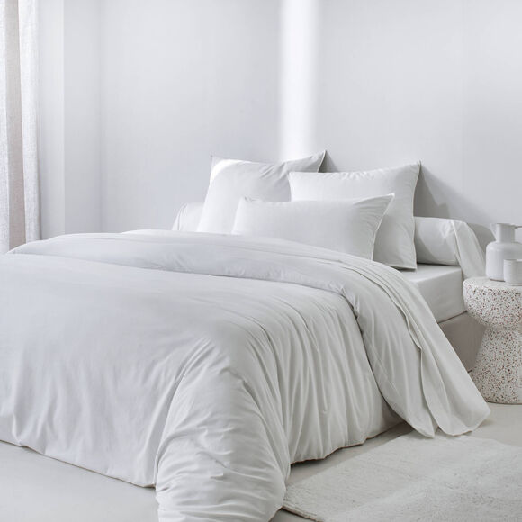 Linge de lit uni - coton lav&eacute; 57 fils/cm&sup2; (blanc)