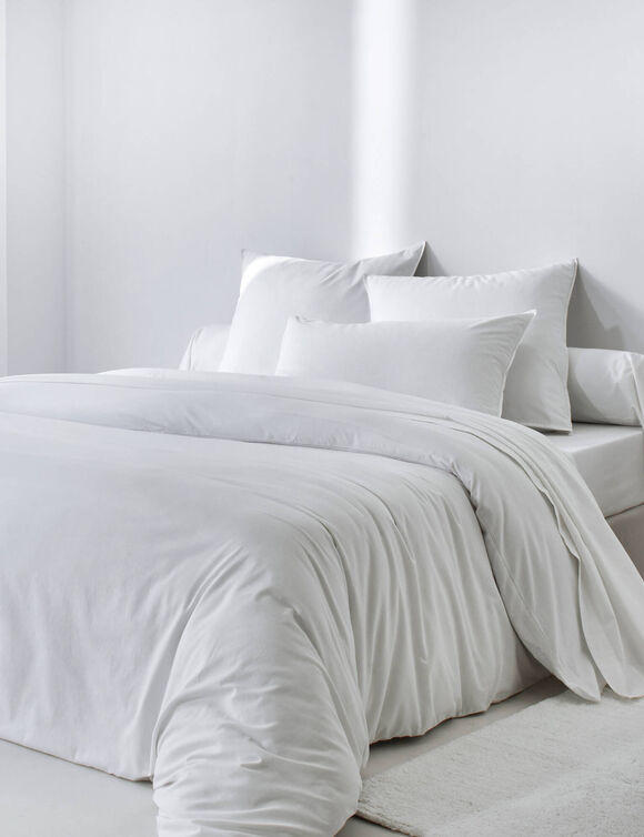 Linge de lit uni - coton lav&eacute; 57 fils/cm&sup2; (blanc)