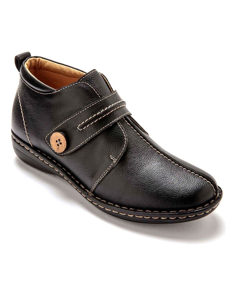 Boots cuir tannage végétal noir - grande largeur (noir) Boots cuir tannage végétal noir - grande largeur (noir)