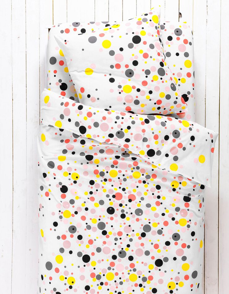 Linge de lit enfant Pétillant - coton imprimé bulles multicolores (blanc)