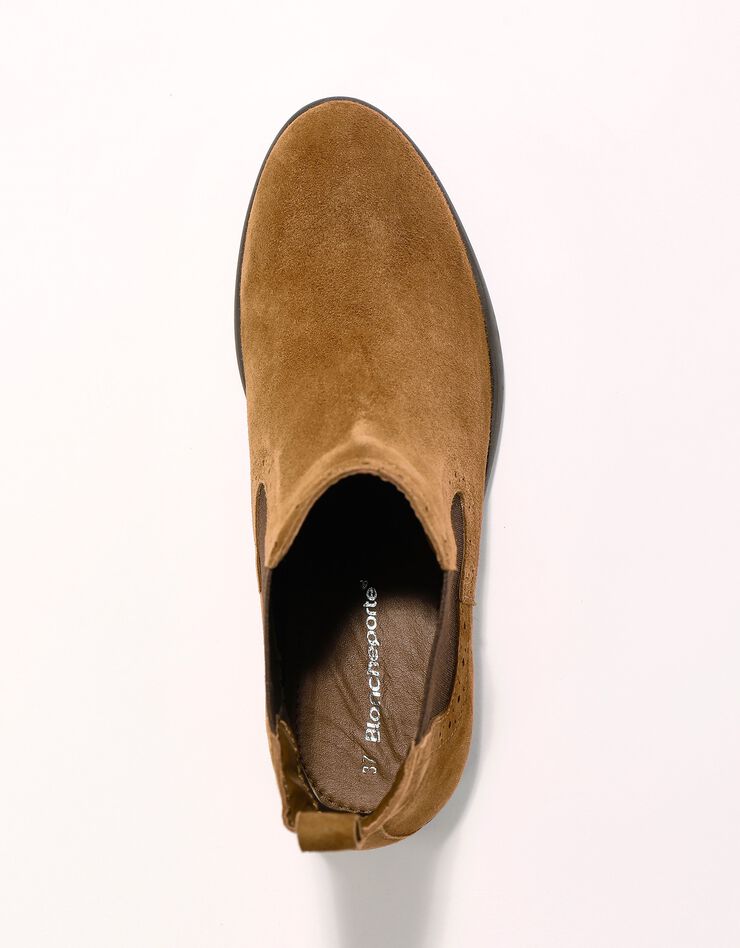Boots élastiquées perforées Chelsea en croûte de cuir (beige) Boots élastiquées perforées Chelsea en croûte de cuir (beige)