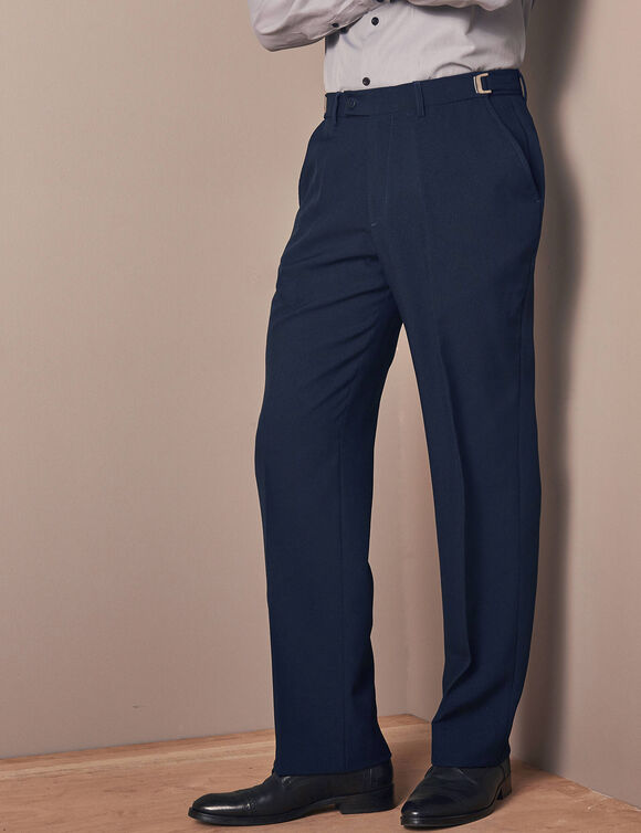 Pantalon taille réglable sans pince - polyester  (marine)