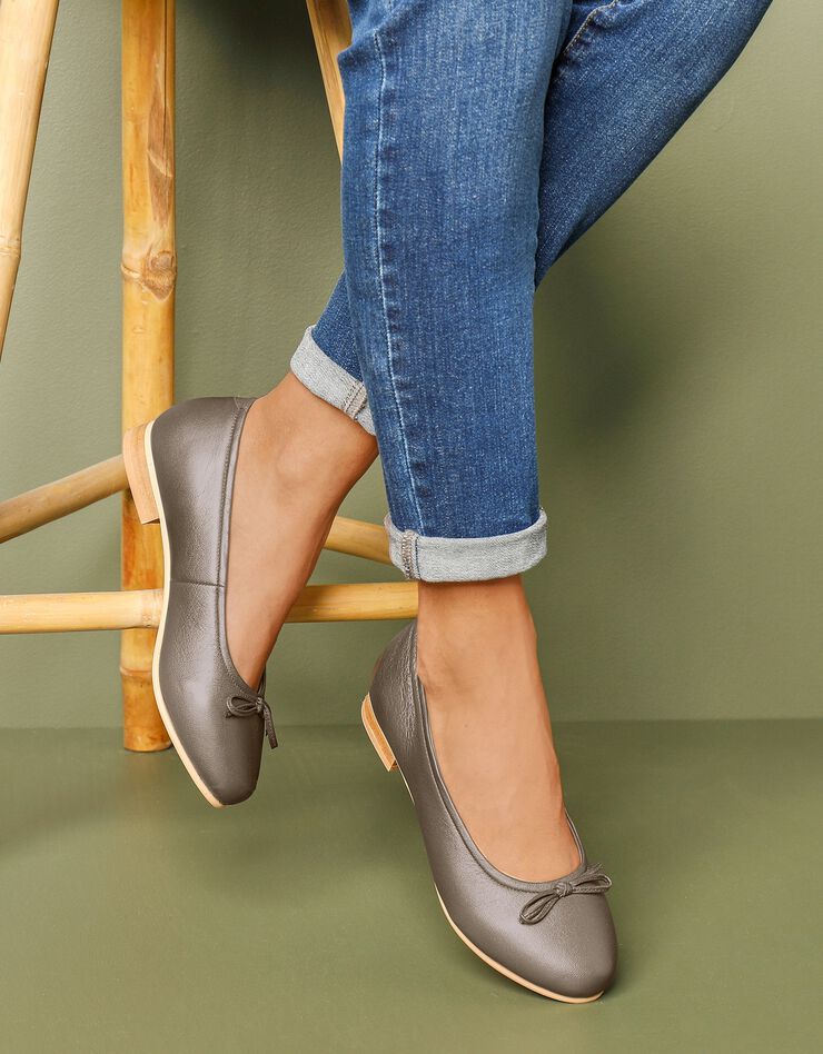 Ballerines plates confort en cuir - bronze (bronze) Ballerines plates confort en cuir - bronze (bronze)