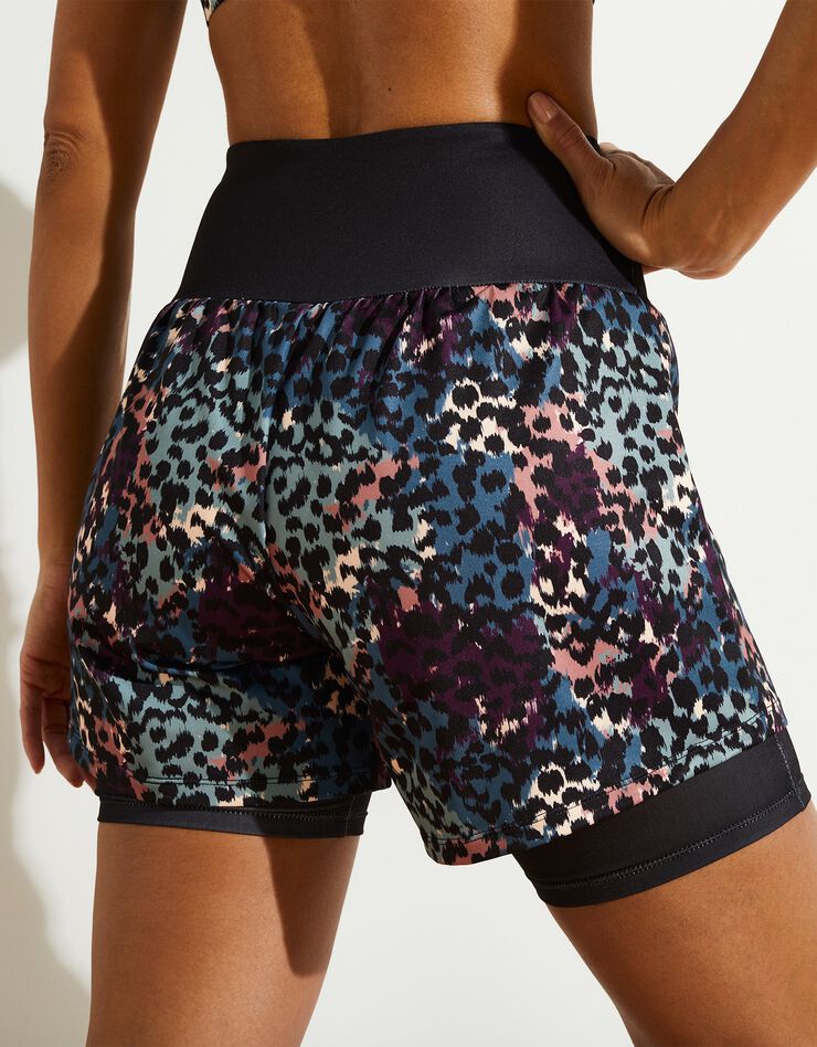 Short 2 en 1 cycliste imprimé (noir / bleu canard) Short 2 en 1 cycliste imprimé (noir / bleu canard)