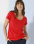 T-shirt col rond manches courtes uni coton (coquelicot)