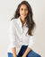T-shirt boutonn&eacute; manches longues, col polo (blanc)