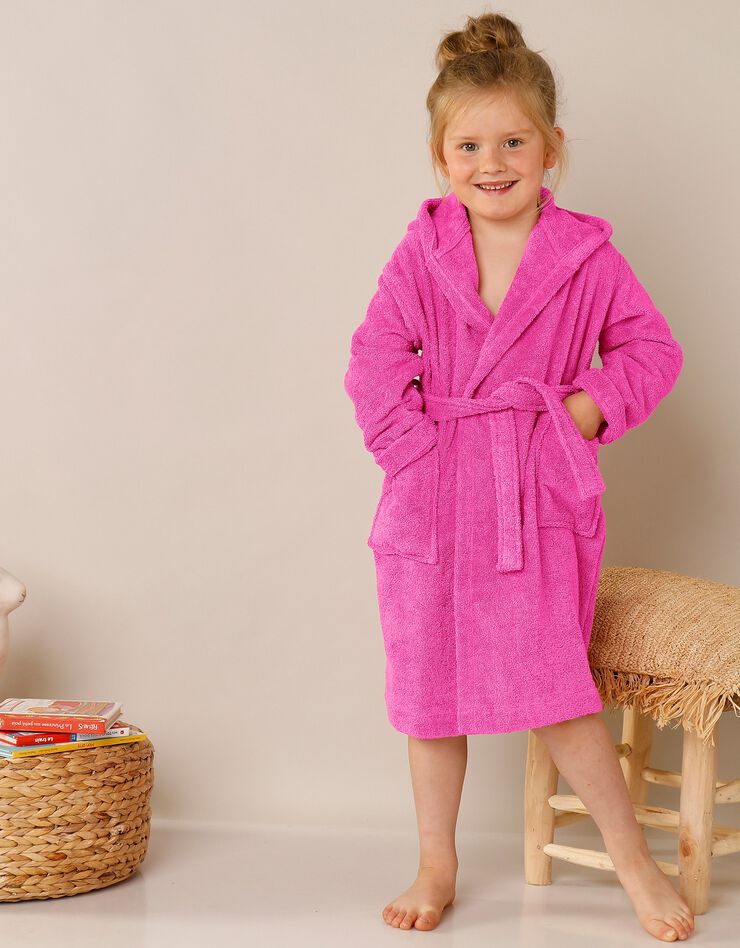 Peignoir de bain enfant licorne à capuche éponge coton - 340 g/m² (fuchsia) Peignoir de bain enfant licorne à capuche éponge coton - 340 g/m² (fuchsia)