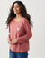 T-shirt marini&egrave;re manches longues, brod&eacute; "c&oelig;ur" uni ou imprim&eacute; l&eacute;opard (bois de rose)