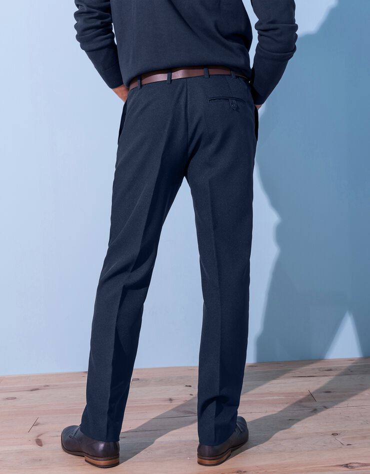 Pantalon taille élastiquée sans pinces - polyester (marine) Pantalon taille élastiquée sans pinces - polyester (marine)