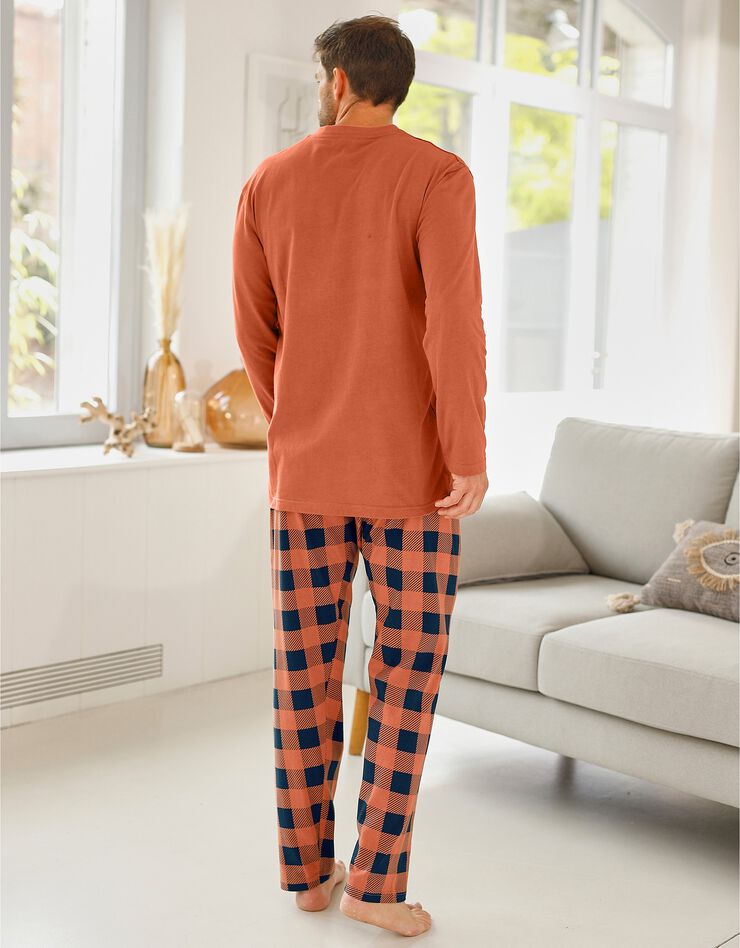 Pyjama coton carreaux manches longues (abricot) Pyjama coton carreaux manches longues (abricot)