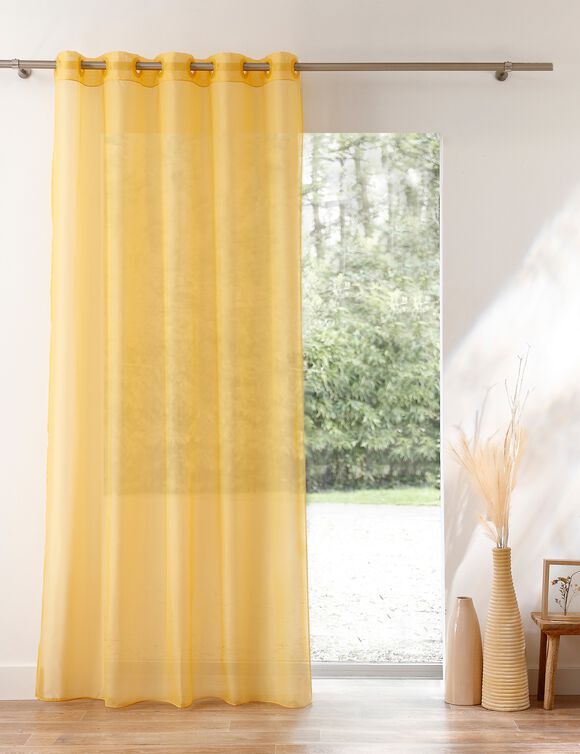Panneau voile uni finition œillets (jaune)