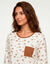 Chemise de nuit imprim&eacute;e flocons, jersey pur coton (&eacute;cru / caramel)