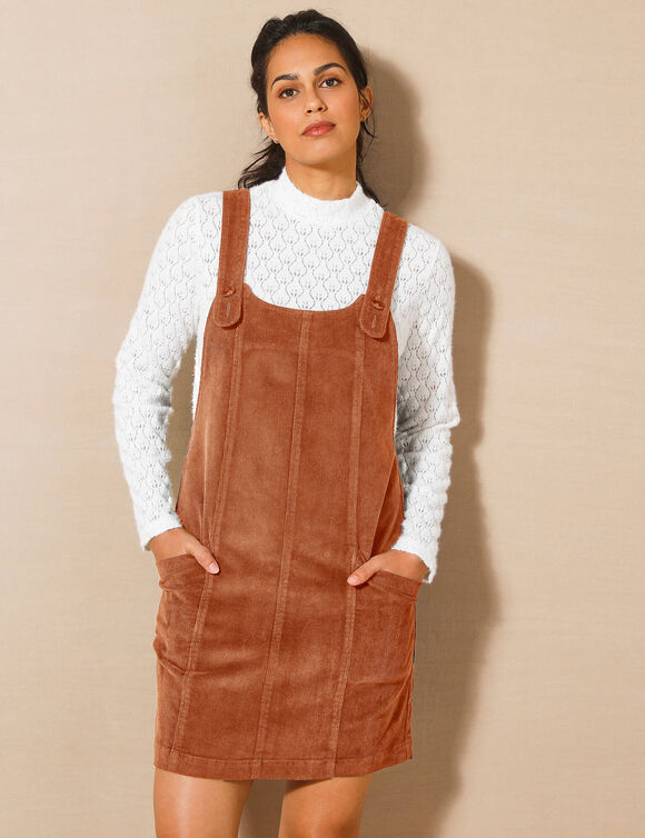 Robe chasuble évasée, velours côtelé (caramel)