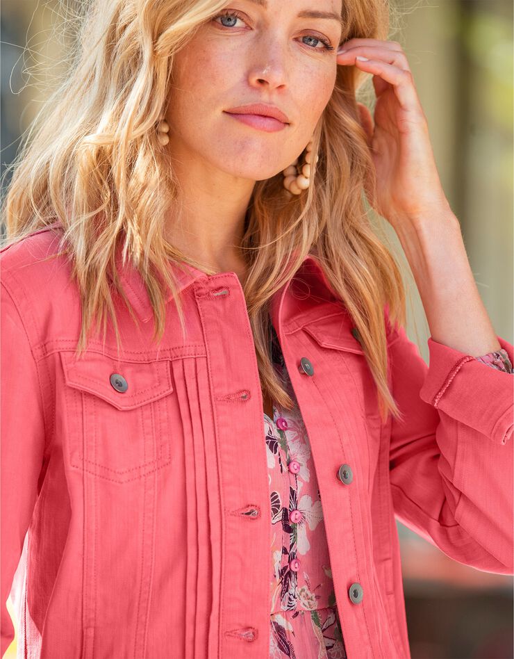 Veste boutonnée plis fantaisie (corail) Veste boutonnée plis fantaisie (corail)