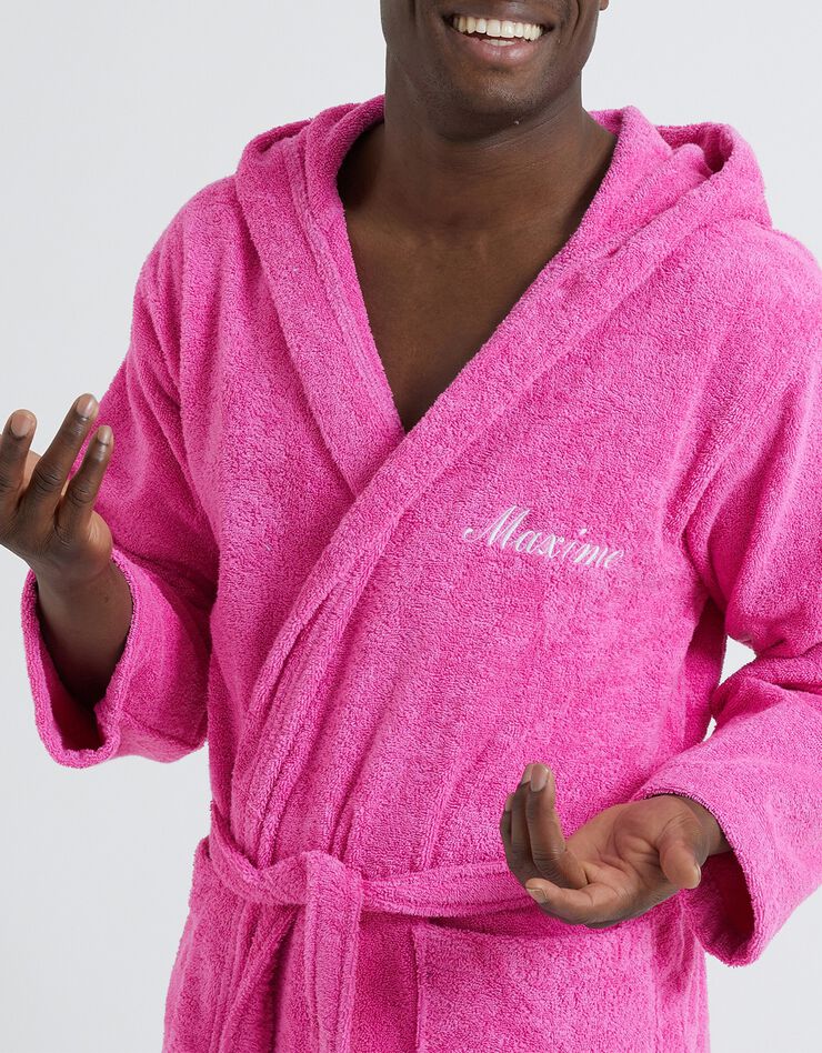 Peignoir mixte adulte col capuche éponge bouclette (fuchsia)