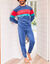 Pyjama tricolore velours manches longues (marine)