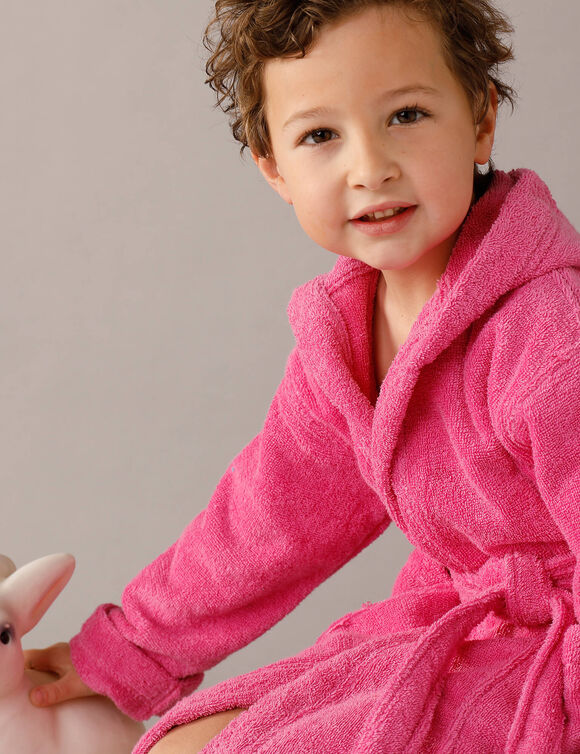 Peignoir enfant &agrave; capuche - &eacute;ponge bouclette 340 g/m&sup2; (fuchsia)