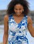 Robe longue imprimée sans manches (écru / bleu)