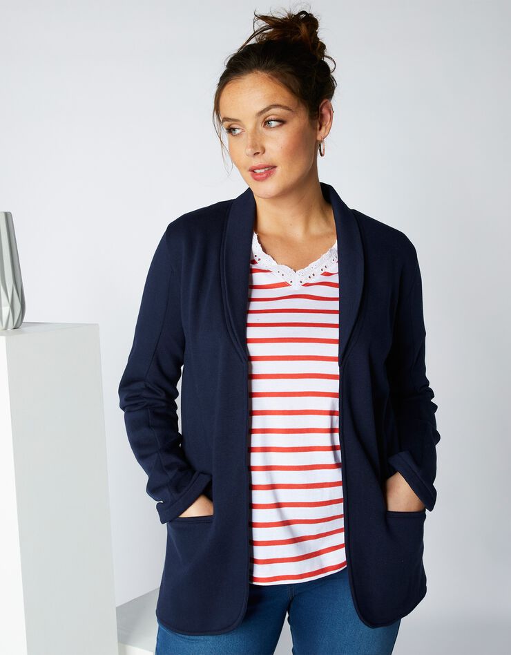 Veste fluide en maille molletonnée (marine) Veste fluide en maille molletonnée (marine)