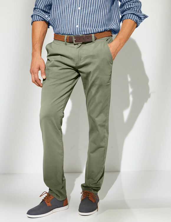 Pantalon chino toile sergé (kaki clair)