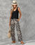 Pantalon large fluide, imprimé bicolore (noir / beige)