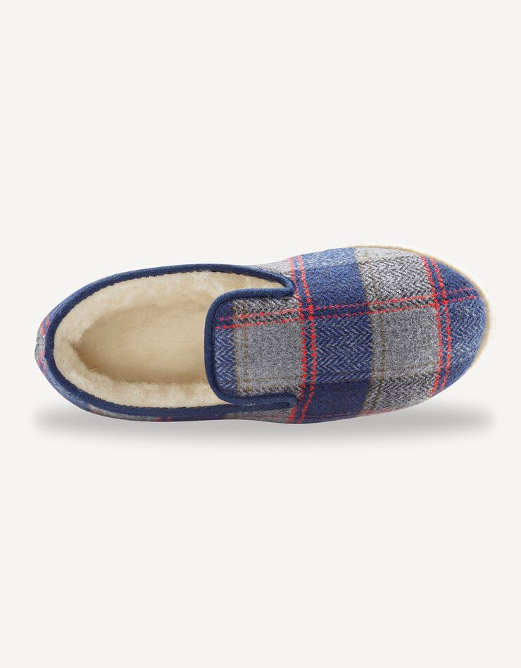 Charentaises homme silencieuses fourrées laine (carreaux marine) Charentaises homme silencieuses fourrées laine (carreaux marine)