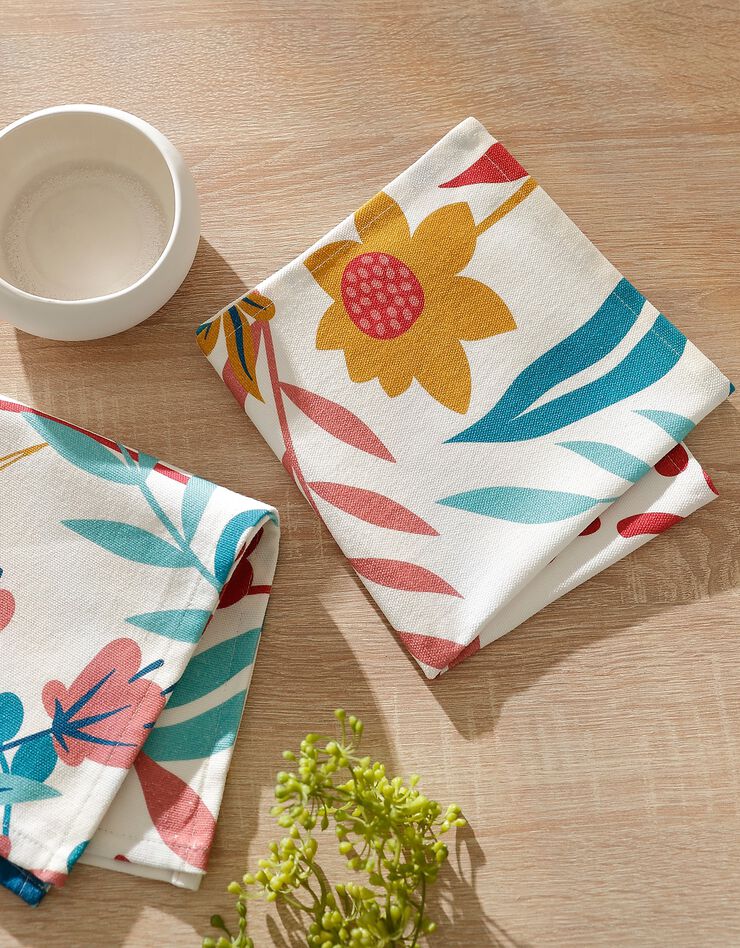Serviette de table fabriquée en France motif Fleurs spectaculaires, lot de 2 - coton biologique(1) (multicolore) Serviette de table fabriquée en France motif Fleurs spectaculaires, lot de 2 - coton biologique(1) (multicolore)