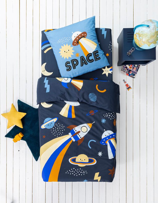 Linge de lit enfant Galaxy imprimé chat 1 personne - coton (marine)