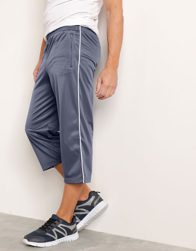Pantacourt sport microfibre intérieur gratté (gris)