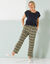 Pantalon mom 7/8ème imprimé, coton (beige / kaki)