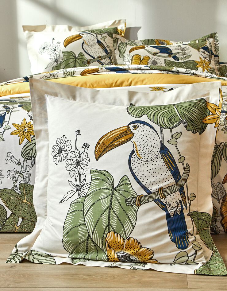 Linge de lit Toco en coton imprimé (kaki)