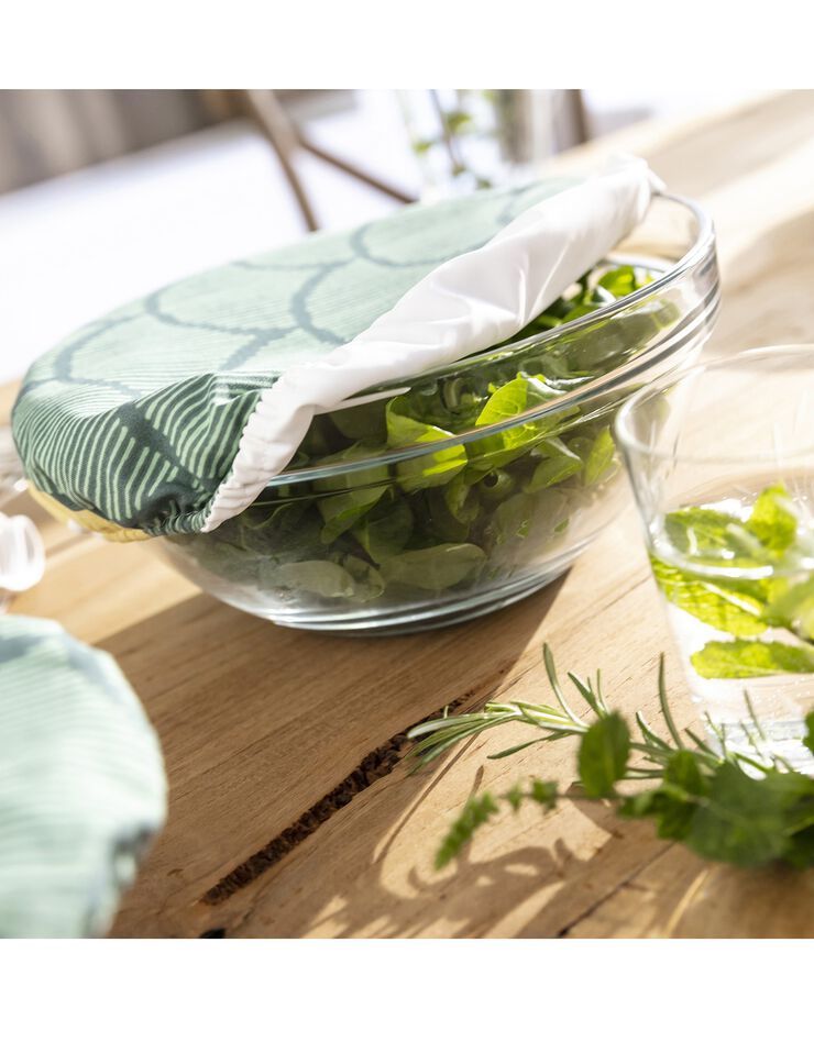 Charlotte alimentaire de conservation élastiquée, lot de 2 - collection upcycling (vert) Charlotte alimentaire de conservation élastiquée, lot de 2 - collection upcycling (vert)
