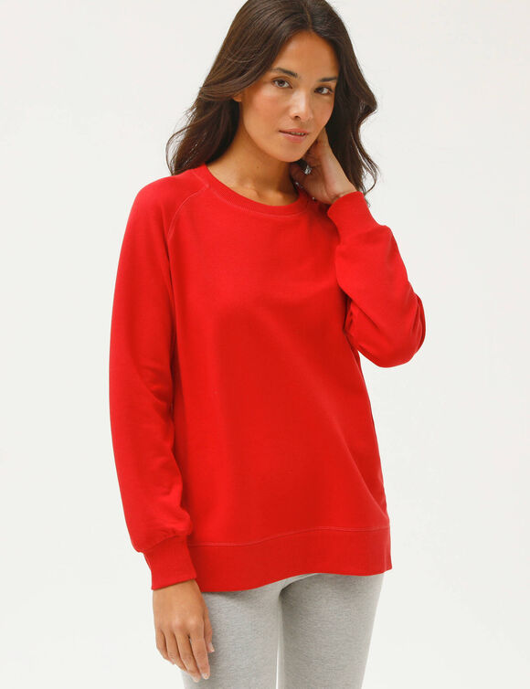 Sweat en molleton, longueur tunique (rouge)