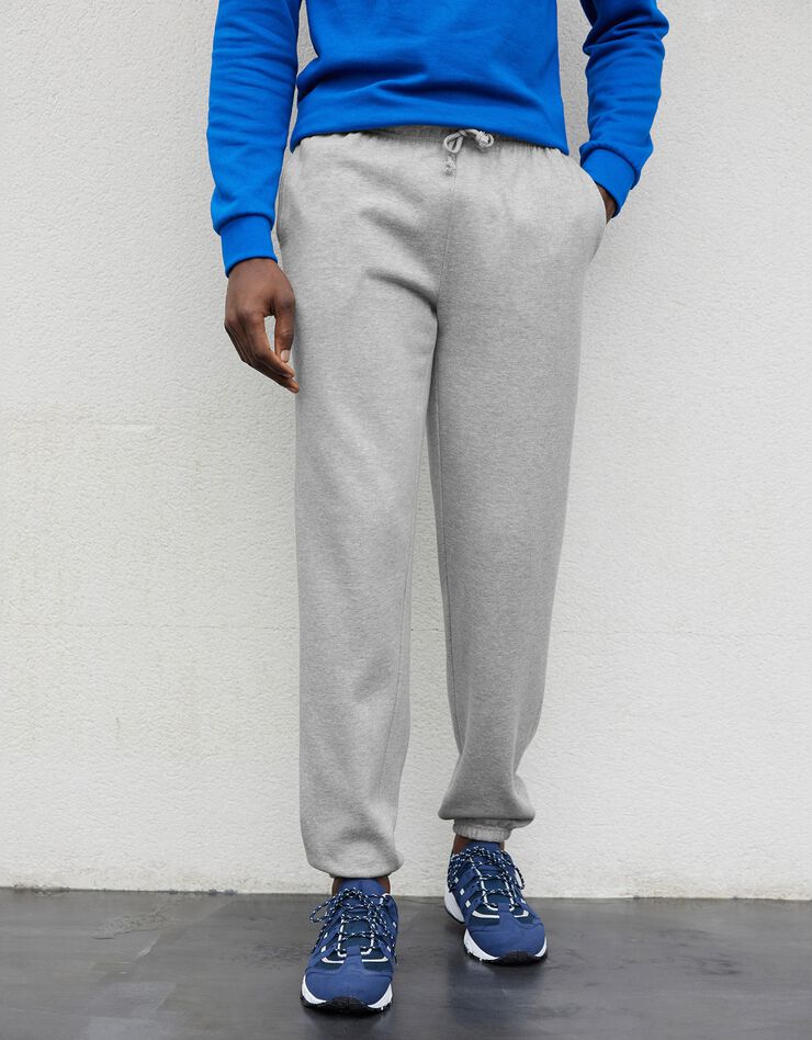 Pantalon jogging molleton bas élastiqué (gris chiné) Pantalon jogging molleton bas élastiqué (gris chiné)