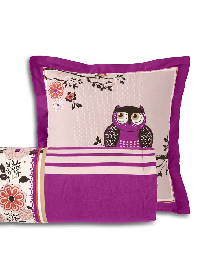 Linge de lit Chouette flanelle (prune)