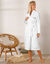 Peignoir mixte adulte éponge bouclette col châle personnalisable (blanc)