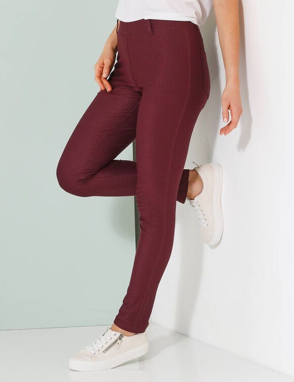 Pantalon maille confort, taille élastiquée (violine)