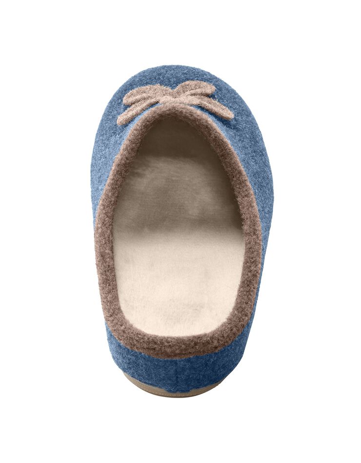 Chaussons mules fleur appliquée - largeur confort (bleu indigo) Chaussons mules fleur appliquée - largeur confort (bleu indigo)