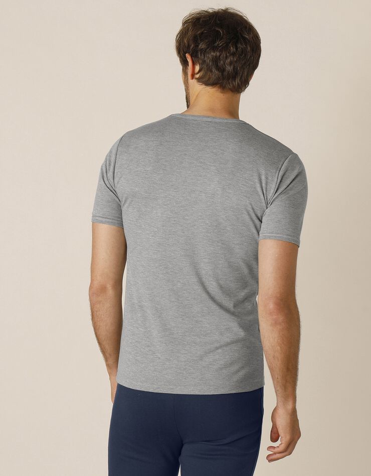 Tee-shirt sous-vêtement homme col rond manches courtes polyester - lot de 2 (gris chiné)