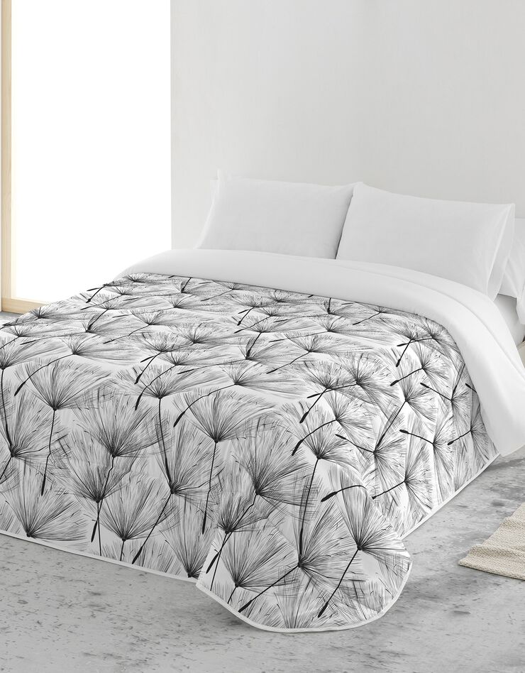 Couette microfibre imprimée pissenlit 200 g/m² (blanc / noir)