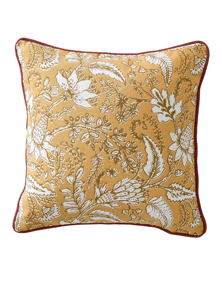 Housse de coussin carrée imprimé fleurs indiennes - lot de 2 (miel) Housse de coussin carrée imprimé fleurs indiennes - lot de 2 (miel)