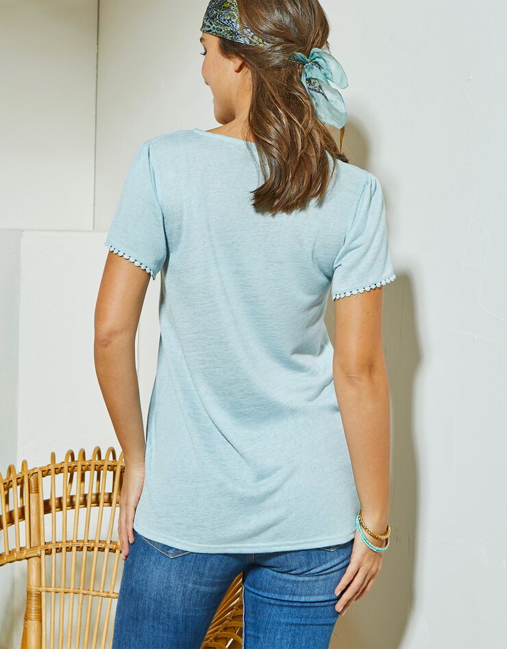 Tee-shirt coupe loose effet lin (aqua) Tee-shirt coupe loose effet lin (aqua)