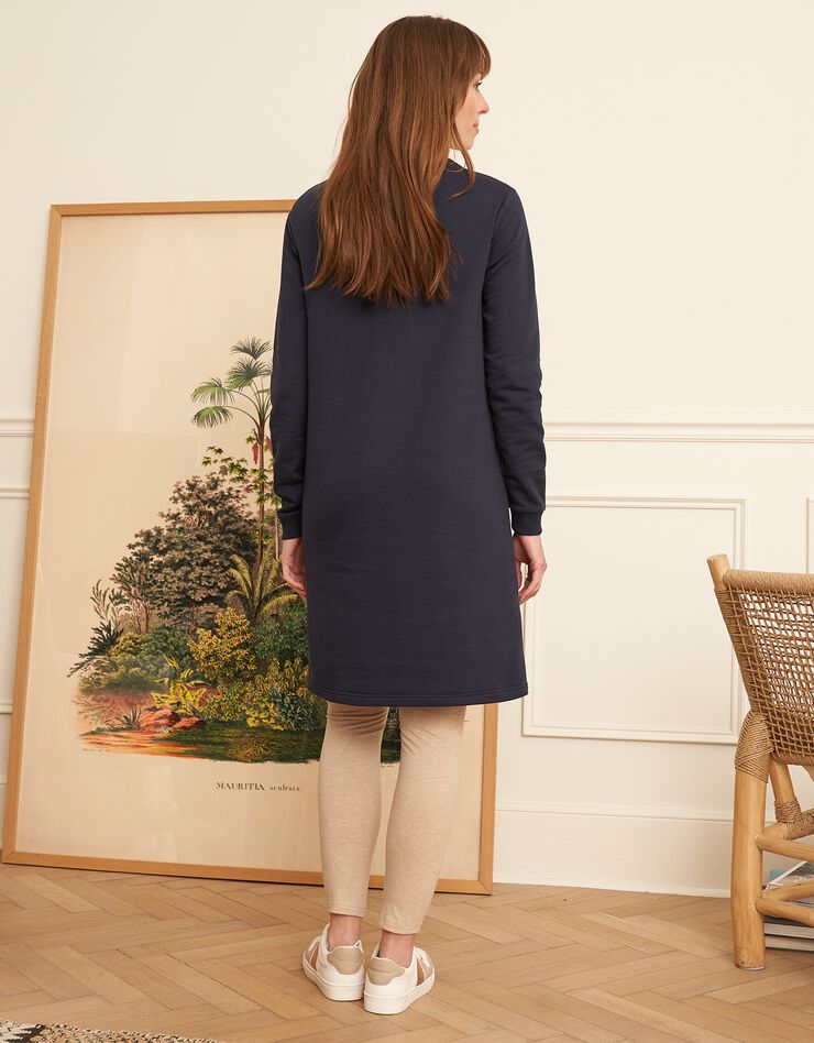 Robe sweat-shirt molleton coupe droite (indigo) Robe sweat-shirt molleton coupe droite (indigo)