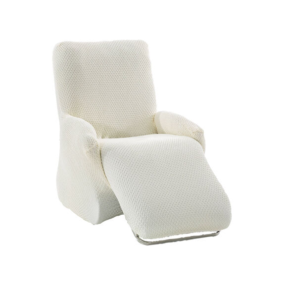 Housse texturée bi-extensible spéciale fauteuil relax (écru)