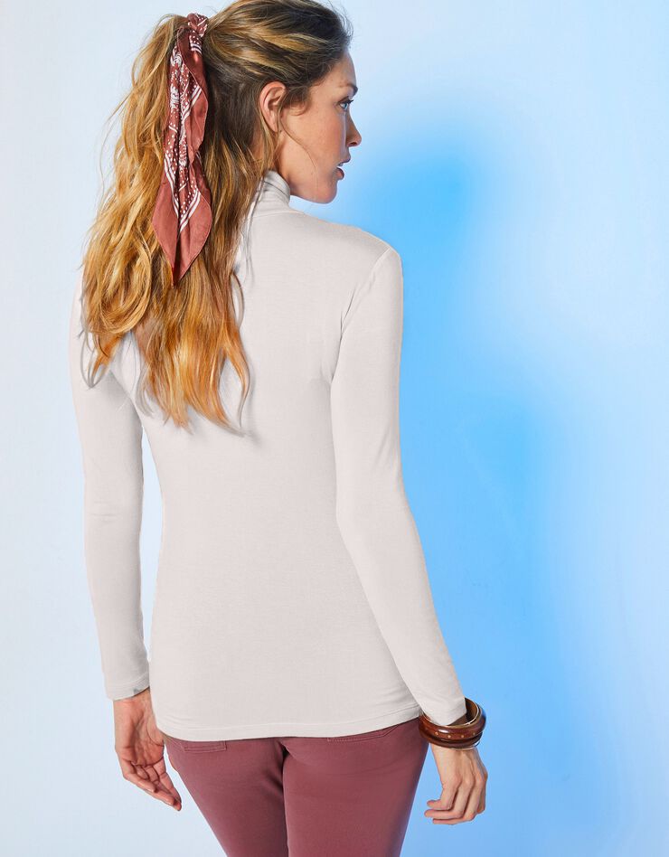 Sous-pull col roulé coton stretch uni (grège) Sous-pull col roulé coton stretch uni (grège)