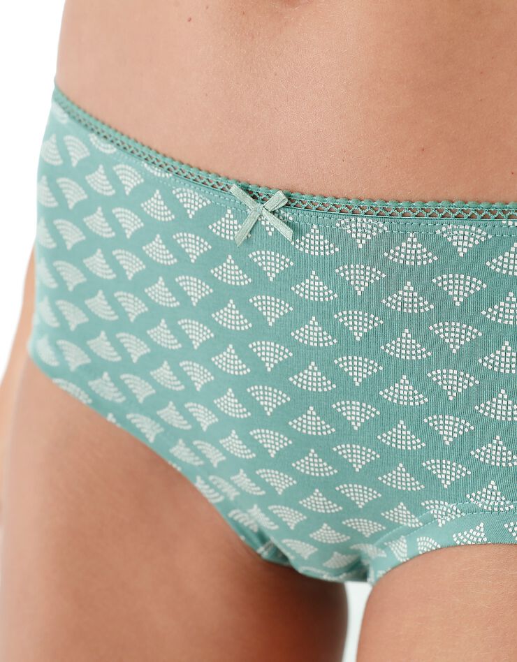 Culotte coton forme shorty imprimé motifs « étoiles » assortis– Lot de 4 (sable / vert) Culotte coton forme shorty imprimé motifs « étoiles » assortis– Lot de 4 (sable / vert)