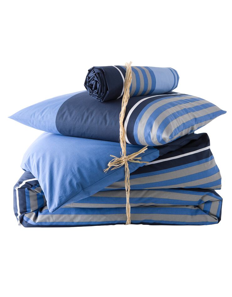 Linge de lit Détroit en coton imprimé rayures (marine)
