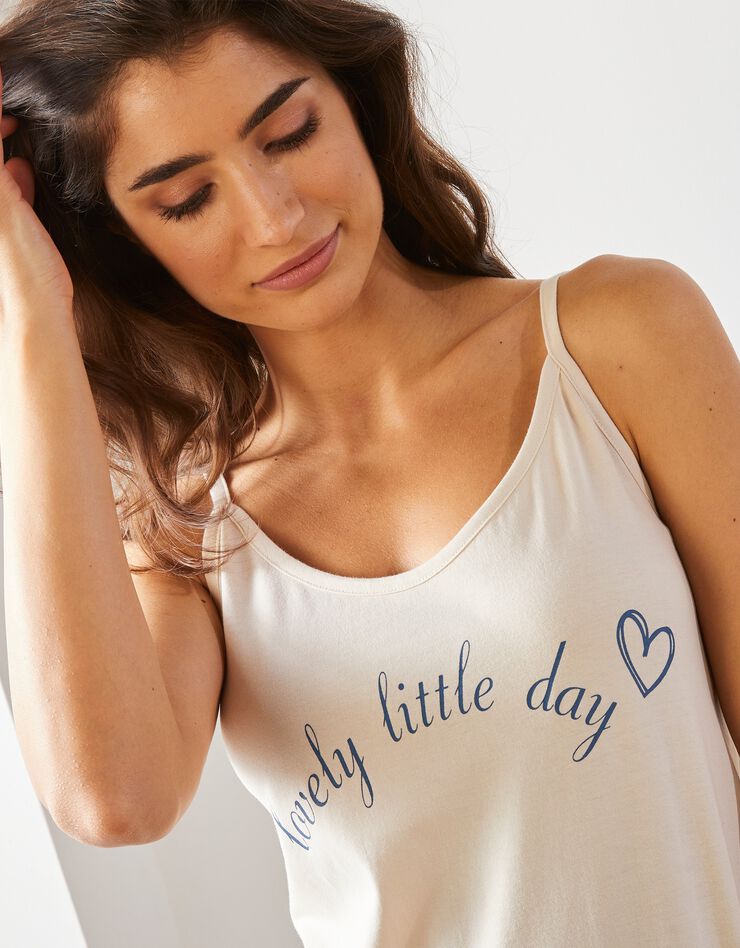 Pyjashort coton "lovely little day" (beige / bleu) Pyjashort coton "lovely little day" (beige / bleu)