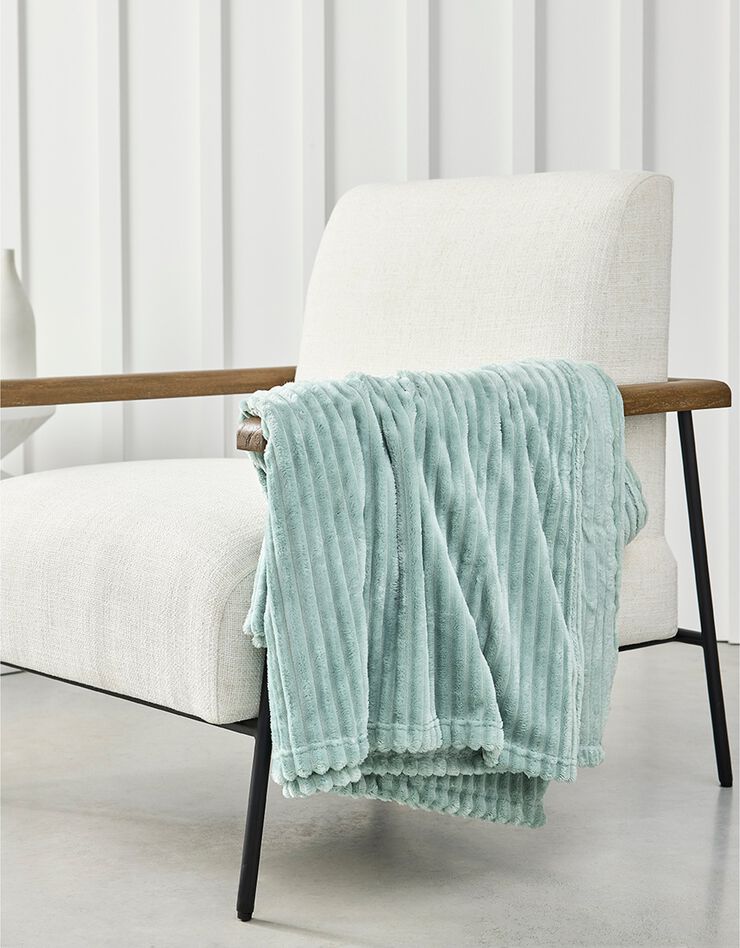 Plaid polaire toucher peluche - texturé (céladon)