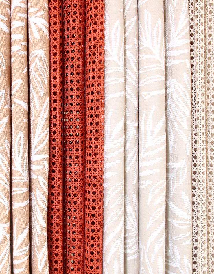 Rideau panneau brodé effet cannage  (beige)